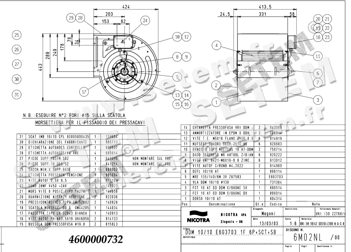 4624000732-VENTILATEUR NICOTRA GEBHARDT DDM10/10 500W 6P M230V 3V E6G3703 +PI+BB *6M02NL*
