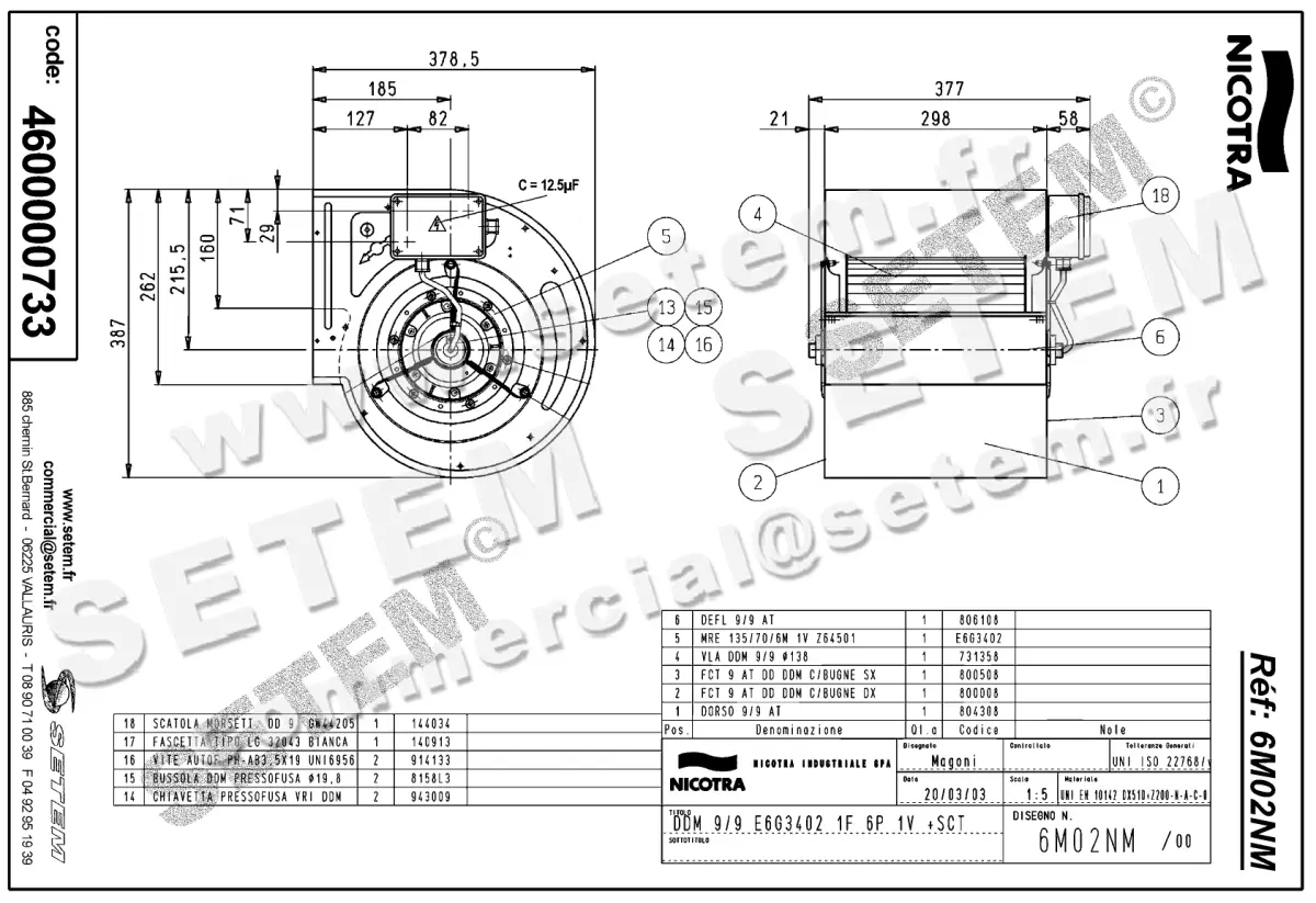 4624000733-VENTILATEUR NICOTRA GEBHARDT DDM9/9 250W 6P M230V 1V E6G3402 +BB *6M02NM* 2