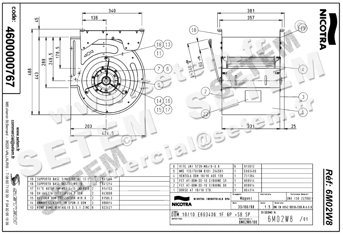 4624000767-VENTILATEUR NICOTRA GEBHARDT DDM10/10 250W 6P M230V 1V E6G3406 SP +PI *6M02W8* 2