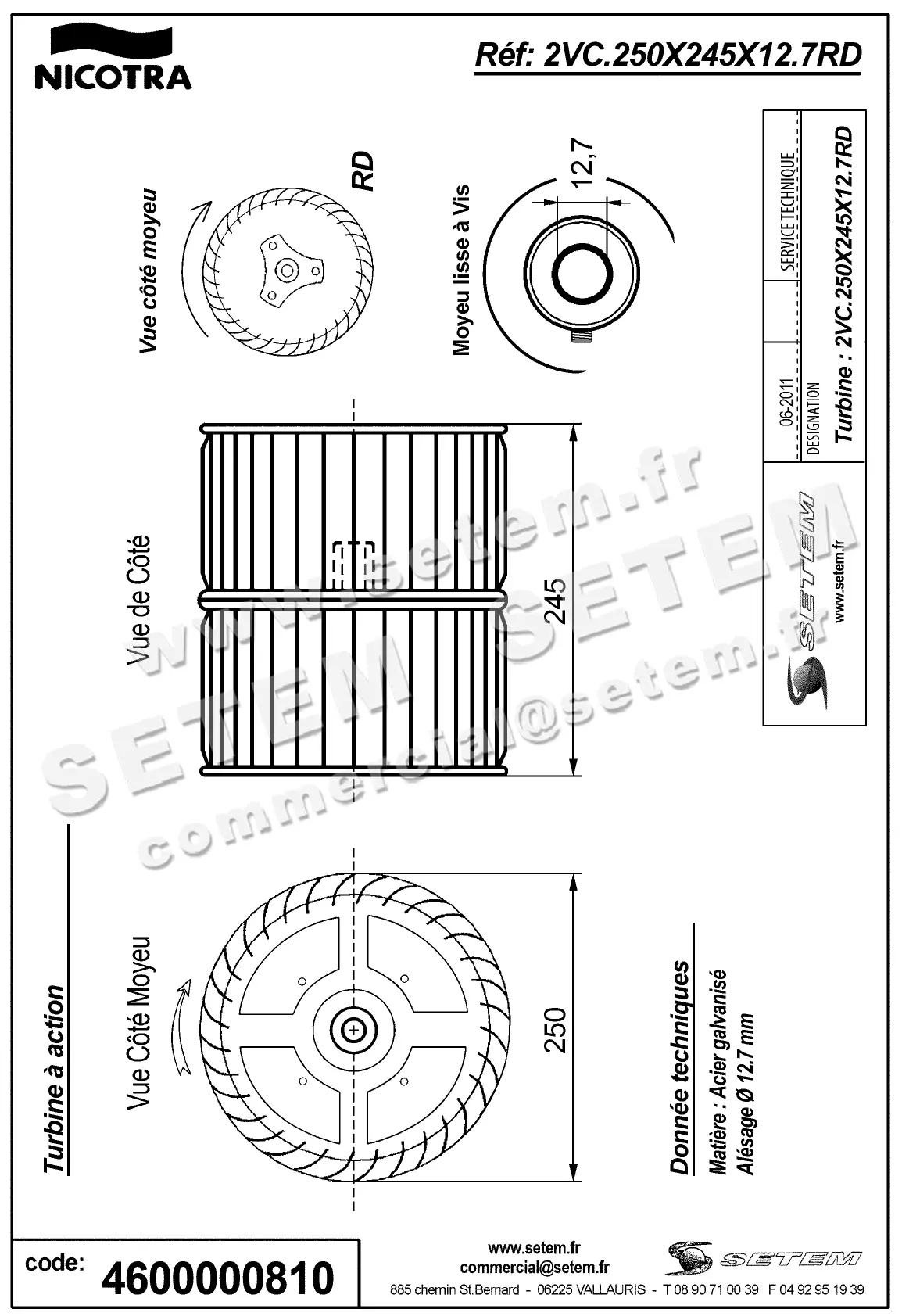 4624000810-TURBINE NICOTRA GEBHARDT 2VC.250X245X12.7RD 2