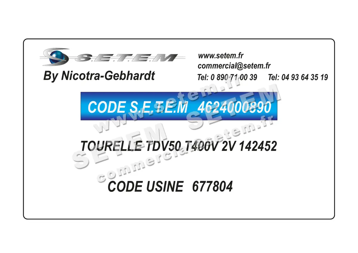 4624000890-TOURELLE NICOTRA GEBHARDT TDV50 T400V 2V 142452 *677804*