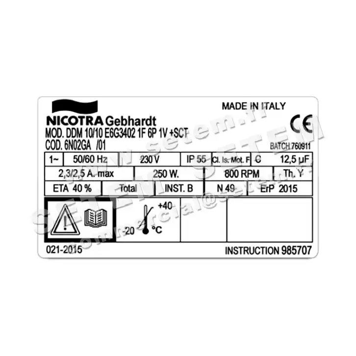 4624001034-VENTILATEUR NICOTRA GEBHARDT DDM10/10 250W 6P M230V 1V E6G3402 +BB *6N02GA* 3