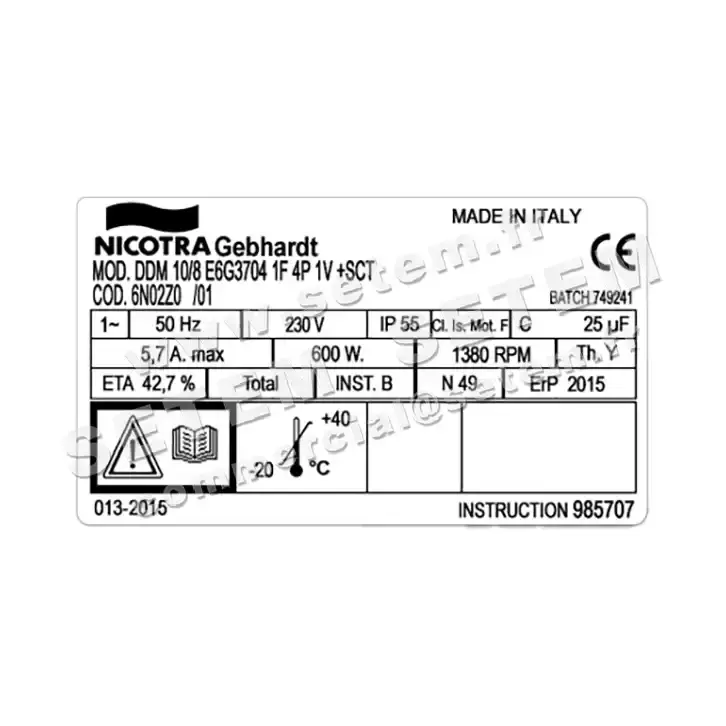 4624001035-VENTILATEUR NICOTRA GEBHARDT DDM10/8 600W 4P M230V 1V E6G3704 +BB *6N02Z0* 3