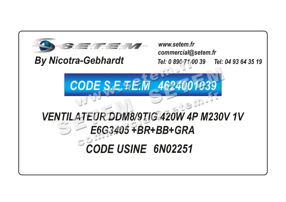 4624001039-VENTILATEUR NICOTRA GEBHARDT DDM8/9TIG 420W 4P M230V 1V E6G3405 +BR+BB+GRA *6N02251* 5