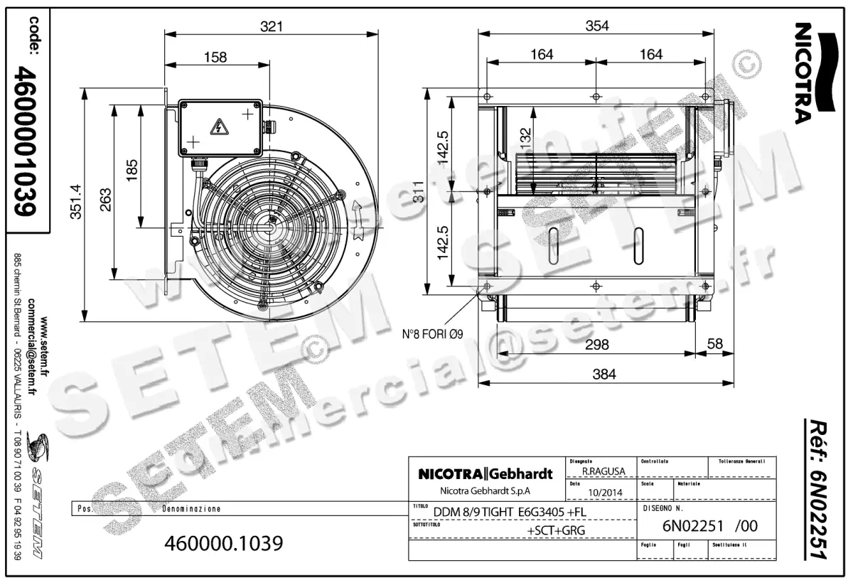 4624001039-VENTILATEUR NICOTRA GEBHARDT DDM8/9TIG 420W 4P M230V 1V E6G3405 +BR+BB+GRA *6N02251* 2