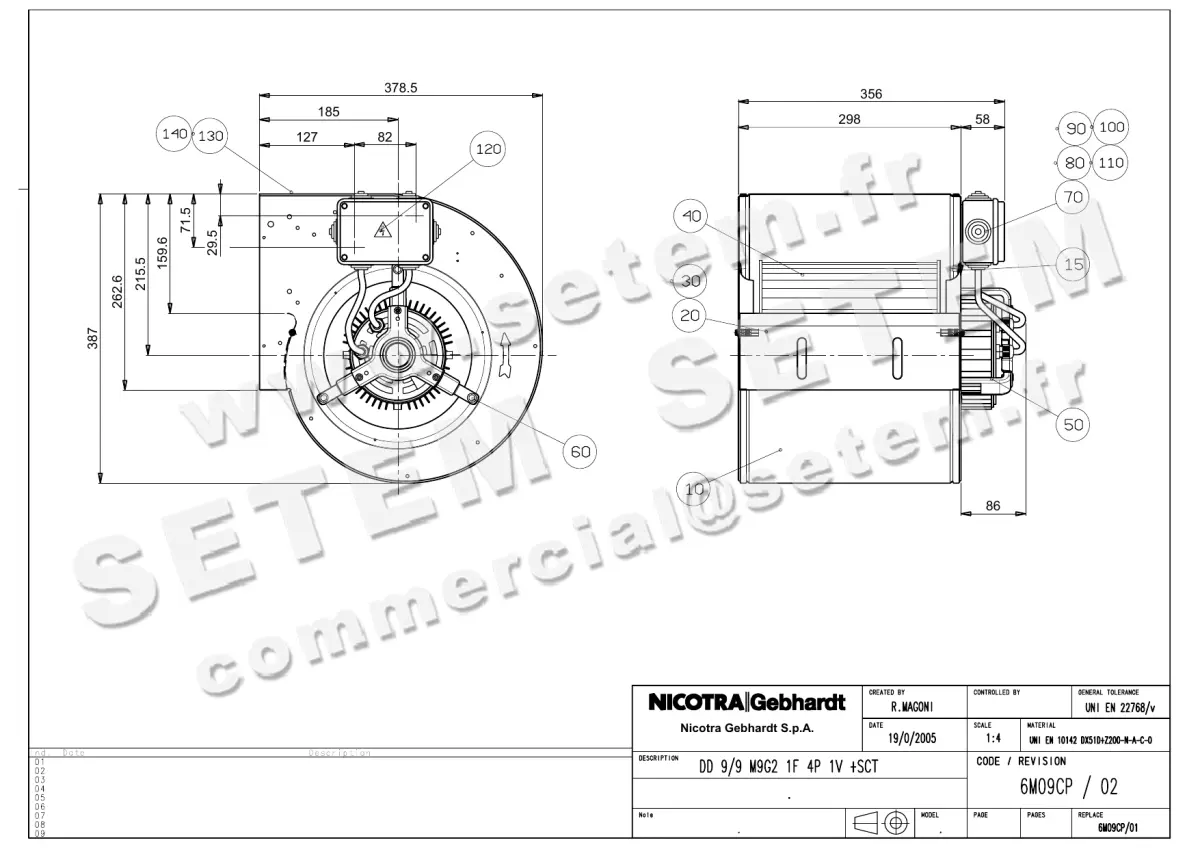 4624001041-VENTILATEUR NICOTRA GEBHARDT DD9/9 373W 4P M230V 1V M9G2 +BB *6M09CP*