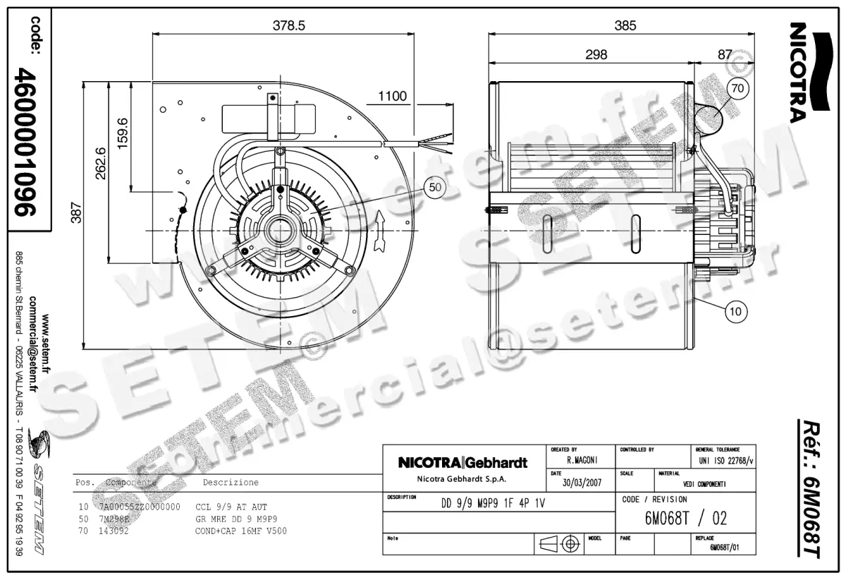 4624001096-VENTILATEUR NICOTRA GEBHARDT DD9/9 550W 4P M230V 1V M9P9 *6M068T* 2