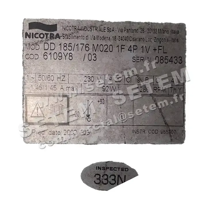 4620400110-VENTILATEUR NICOTRA GEBHARDT DD185/176 92W 4P M230V 1V M020 +BR *6109Y8* 3