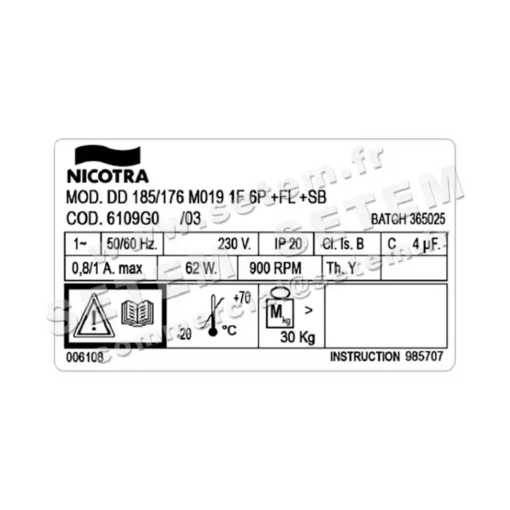 4624001104-VENTILATEUR NICOTRA GEBHARDT DD185/176 62W 6P M230V 1V M019 +BR+PI *6109G0* 3