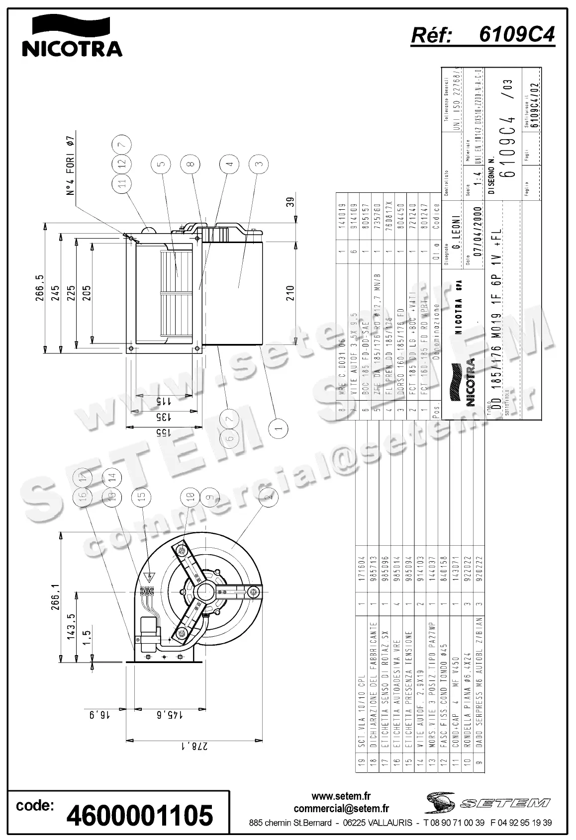 4624001105-VENTILATEUR NICOTRA GEBHARDT DD185/176 62W 6P M230V 1V M019 +BR *6109C4* 2