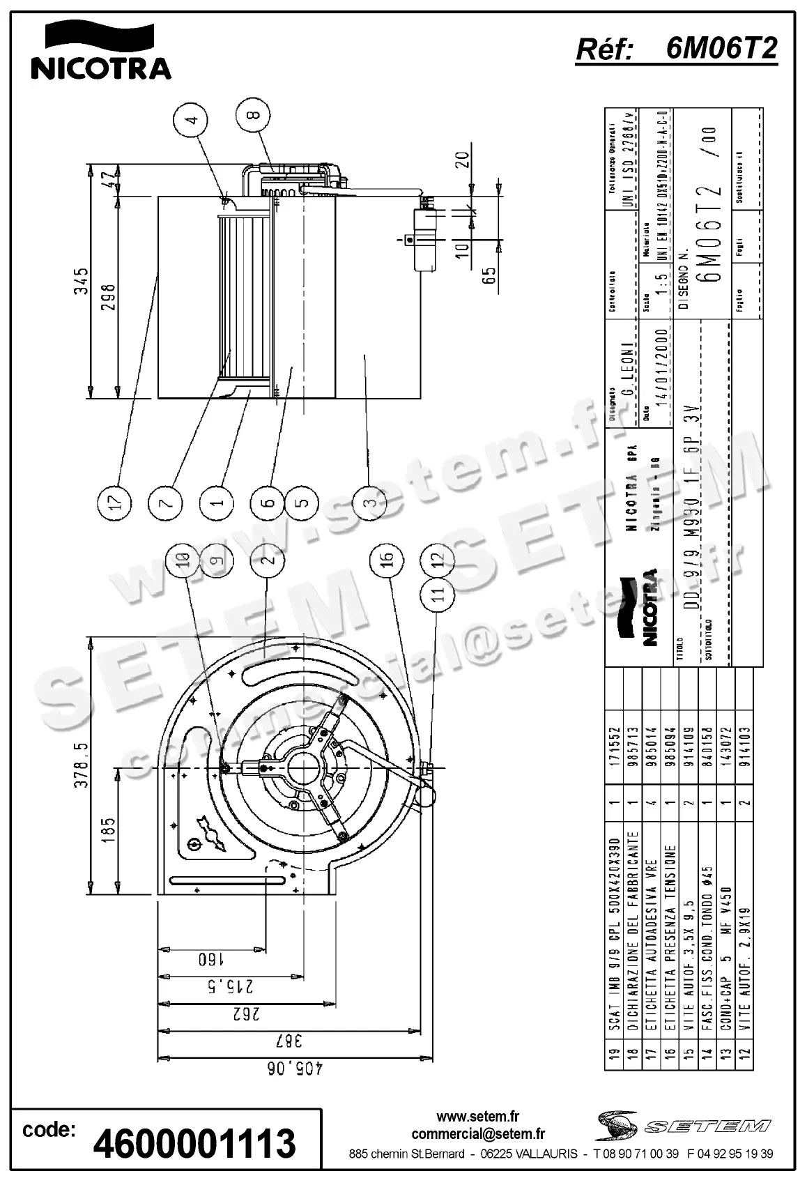 4624001113-VENTILATEUR NICOTRA GEBHARDT DD9/9 147W 6P M230V 3V M930 *6M06T2* 2