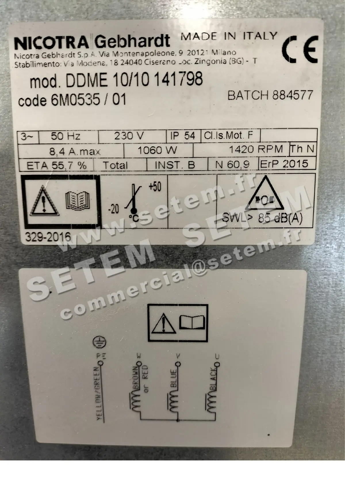 4624001168-VENTILATEUR NICOTRA GEBHARDT DDME10/10 1060W 4P M230V 1V 141798 *6M0535* 3