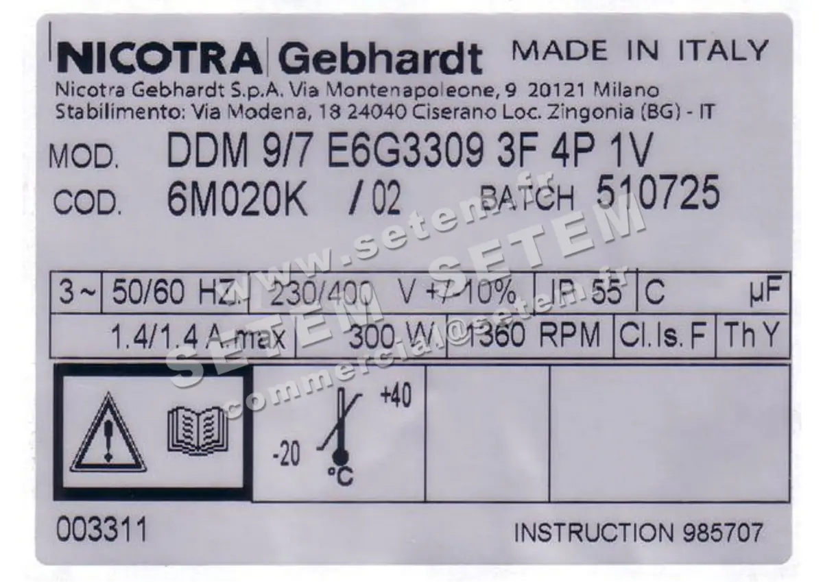 4624001176-VENTILATEUR NICOTRA GEBHARDT DDM9/7 300W 4P T230/400V 1V E6G3309 *6M020K* 2