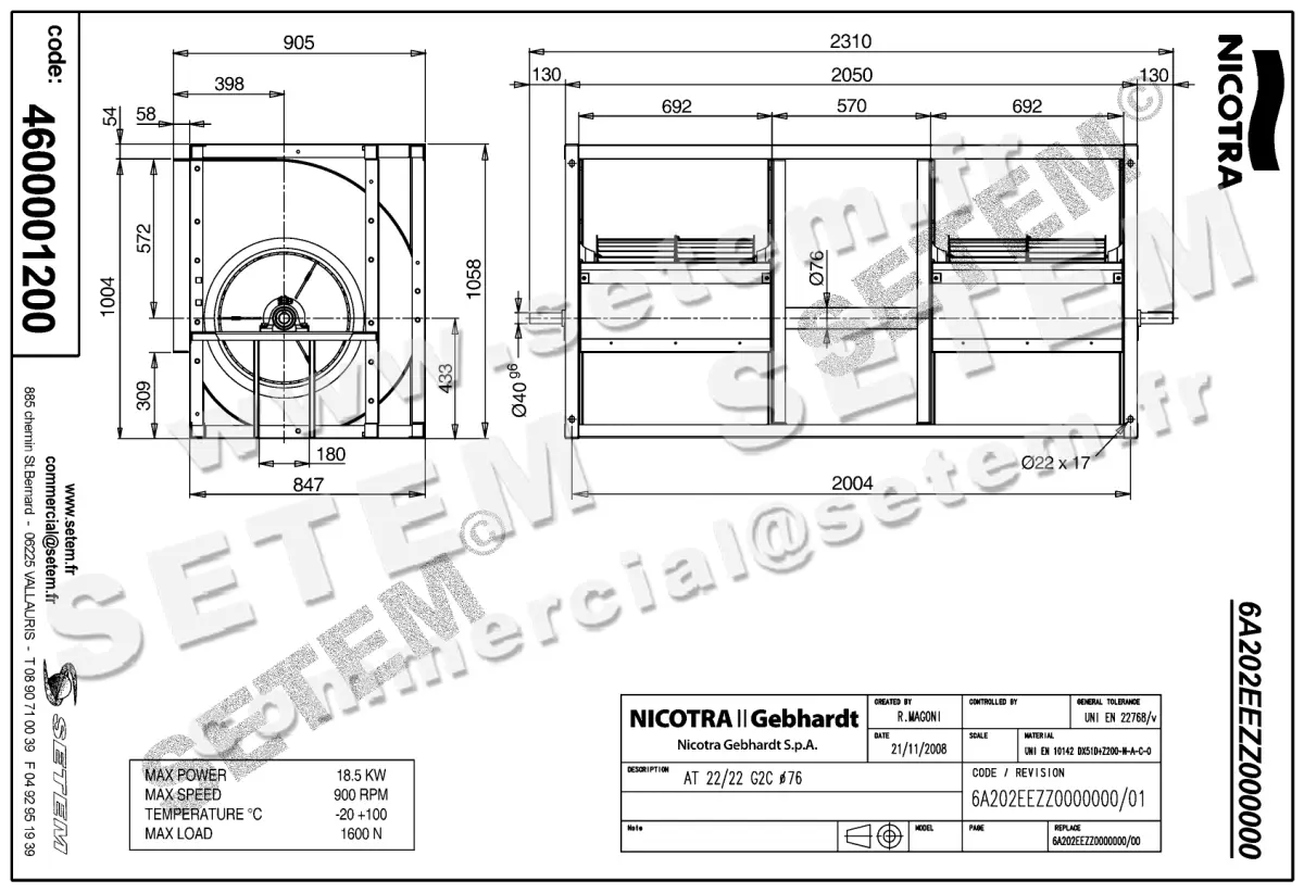 4624001200-VENTILATEUR NICOTRA GEBHARDT AT22/22G2C *6A202EEZZ0000000* 2