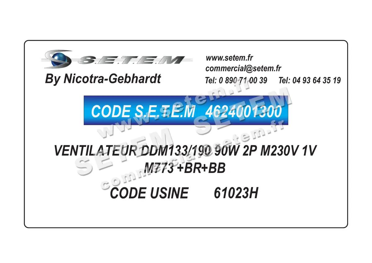 4624001300-VENTILATEUR NICOTRA GEBHARDT DDM133/190 90W 2P M230V 1V M773 +BR+BB *61023H*