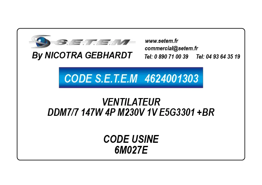 4624001303-VENTILATEUR DDM7/7 147W 4P M230V 1V E5G3301 +BR *6M027E*