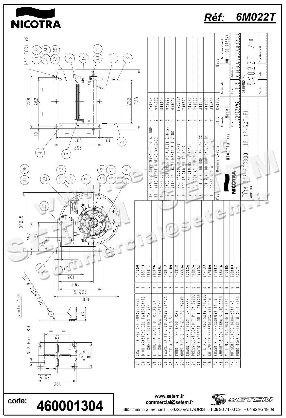 4624001304-VENTILATEUR DDM7/7 147W 4P M230V 1V E5G3301 +BR+BB *6M022T* 2