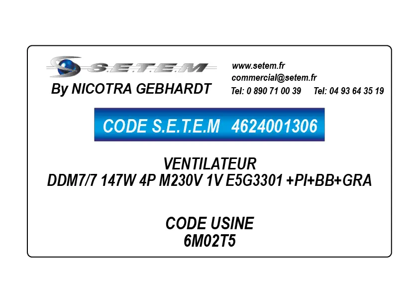 4624001306-VENTILATEUR DDM7/7 147W 4P M230V 1V E5G3301 +PI+BB+GRA *6M02T5*