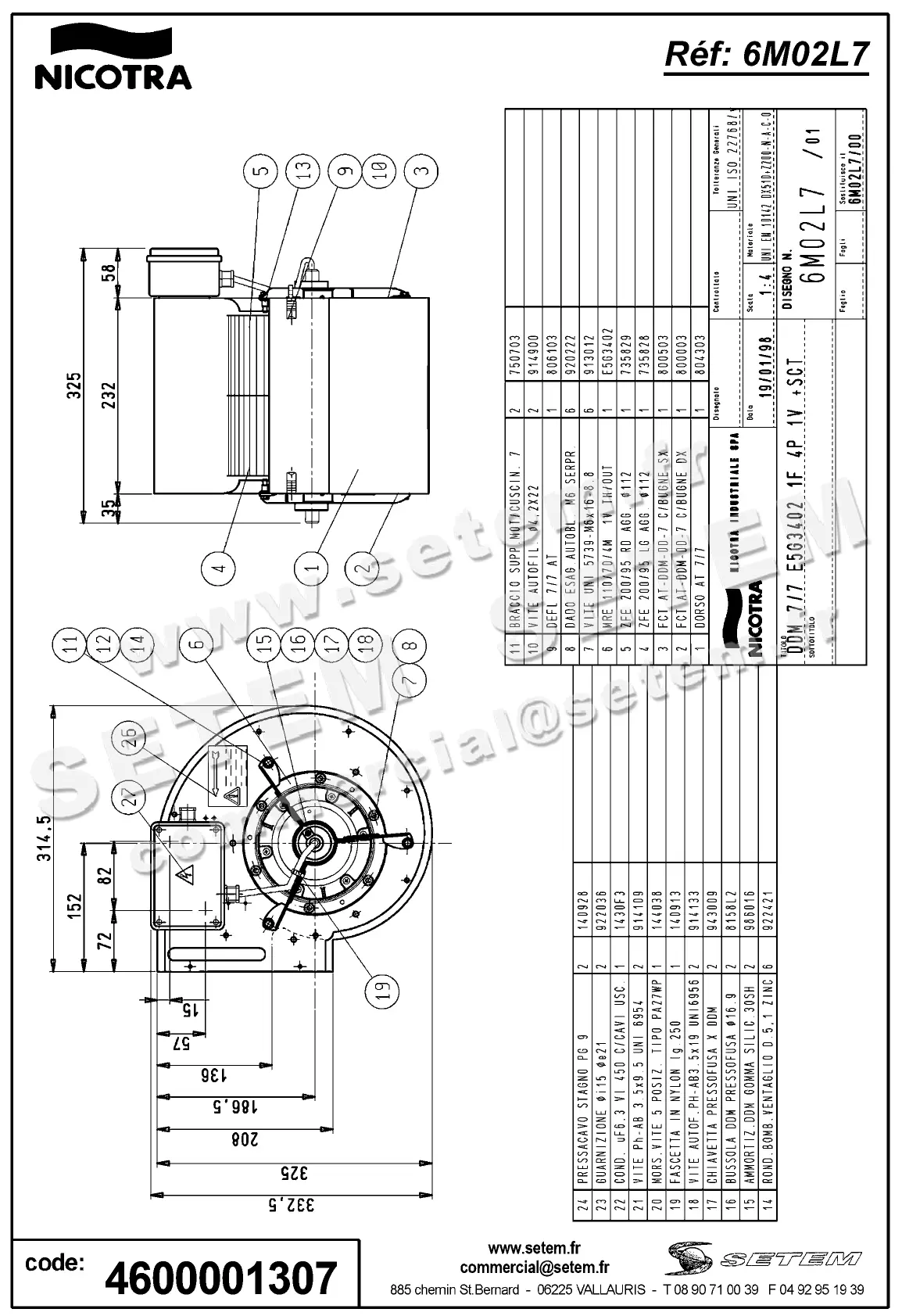 4624001307-VENTILATEUR DDM7/7 184W 4P M230V 1V E5G3402 +BB *6M02L7* 2