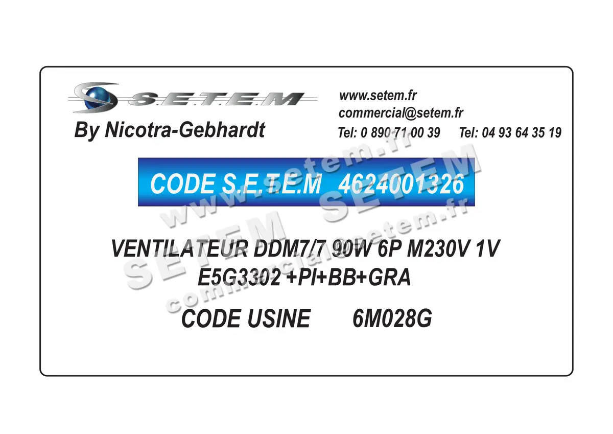4624001326-VENTILATEUR NICOTRA GEBHARDT DDM7/7 90W 6P M230V 1V E5G3302 +PI+BB+GRA *6M028G*