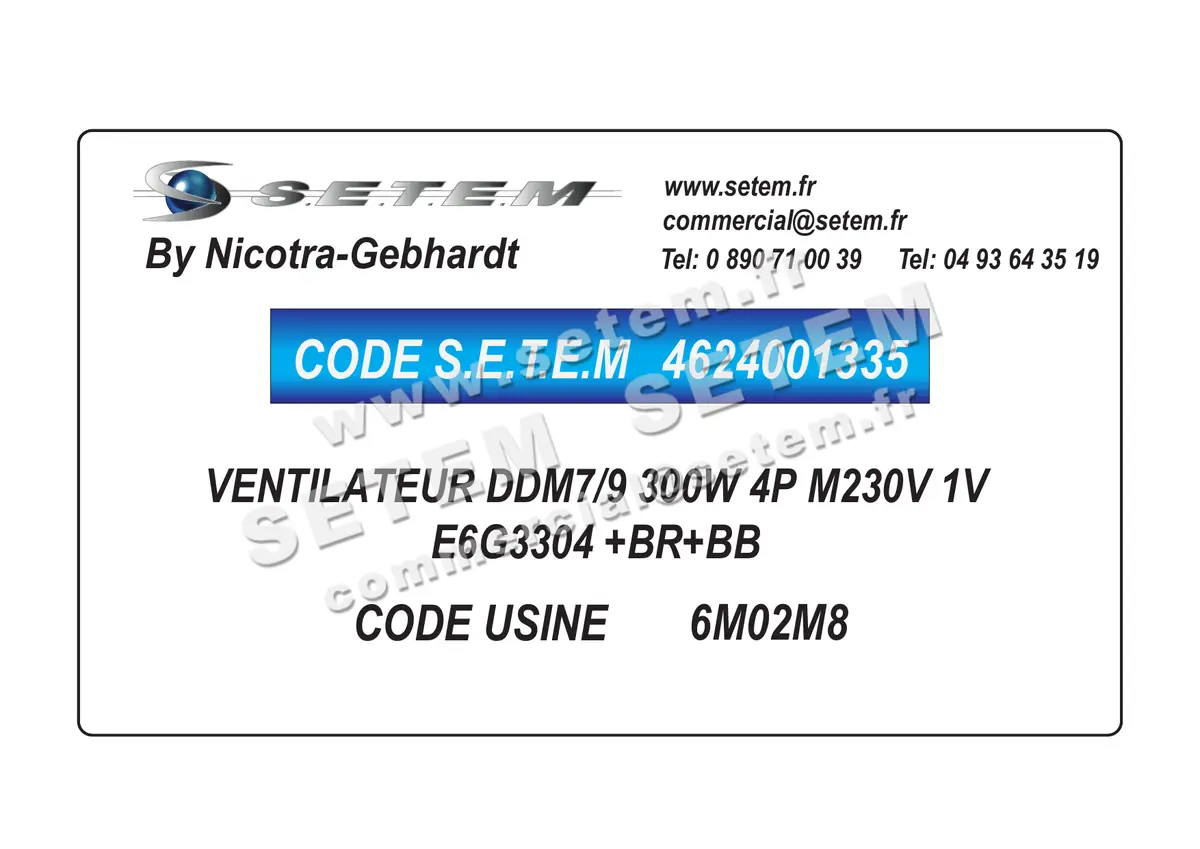 4624001335-VENTILATEUR NICOTRA GEBHARDT DDM7/9 300W 4P M230V 1V E6G3304 +BR+BB *6M02M8* 4