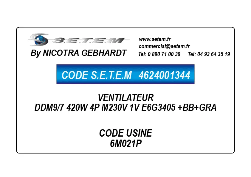 4624001344-VENTILATEUR DDM9/7 420W 4P M230V 1V E6G3405 +BB+GRA *6M021P*