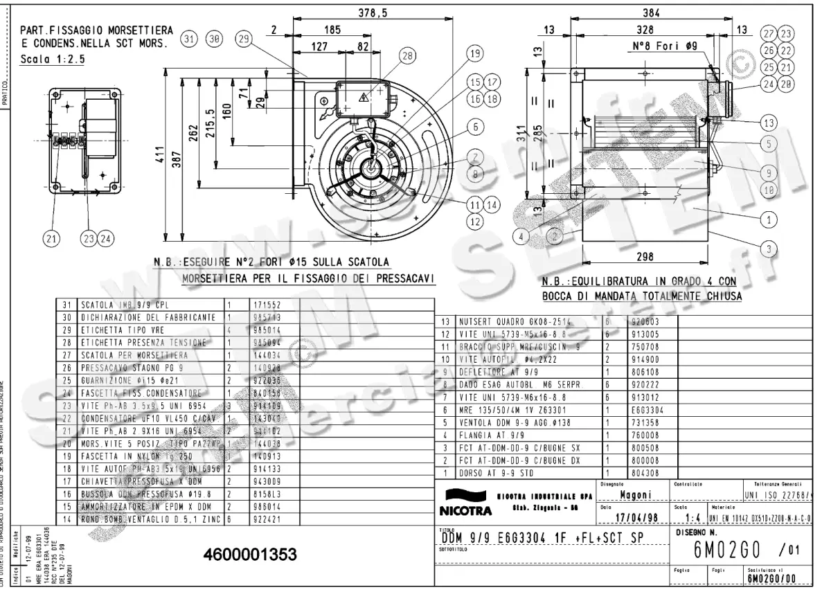 4624001353-VENTILATEUR DDM9/9 300W 4P M230V 1V E6G3304 +BR+BB *6M02G0*