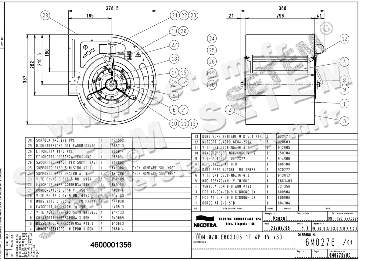 4624001356-VENTILATEUR DDM9/9 420W 4P M230V 1V E6G3405 +PI *6M0276*