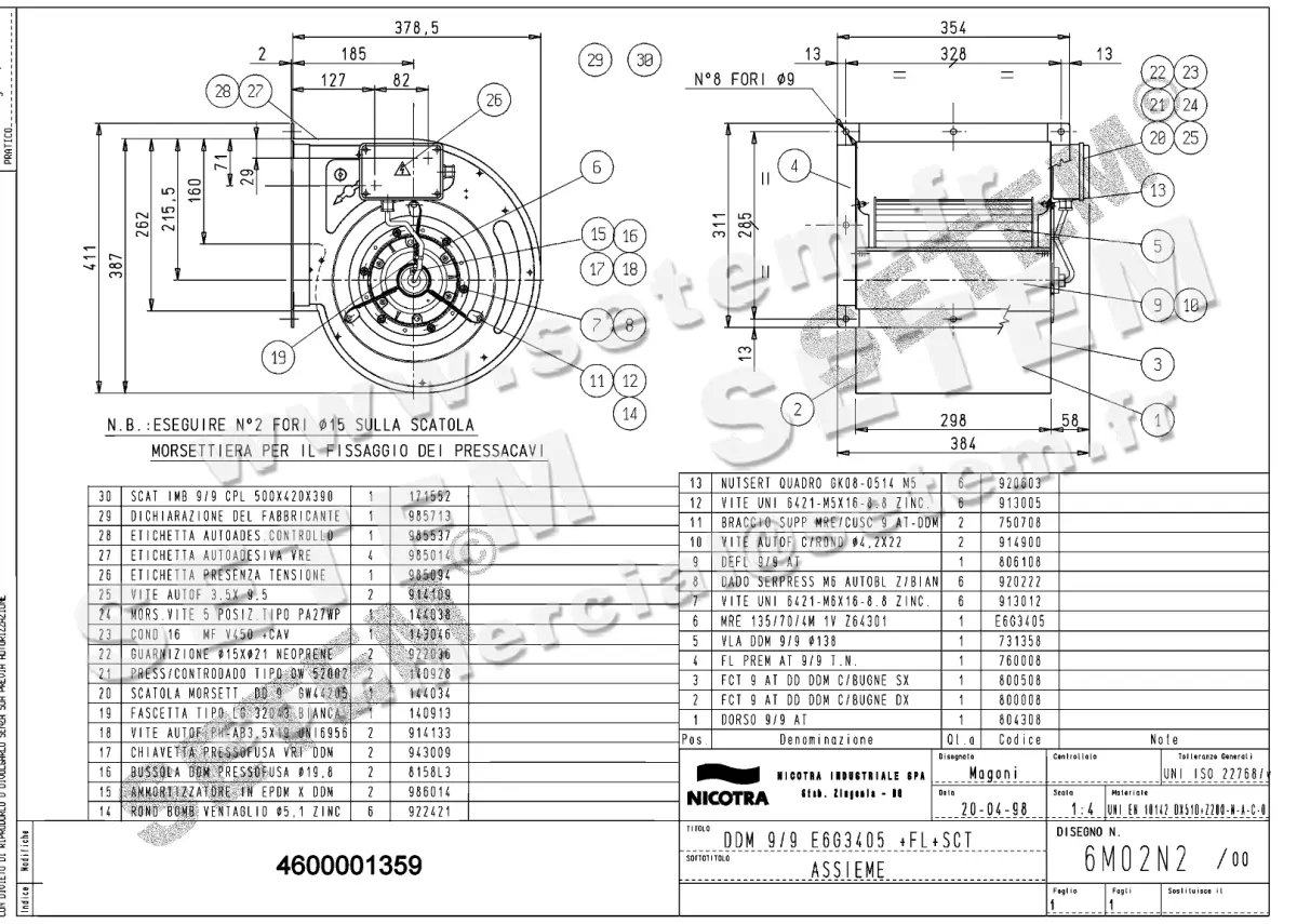 4624001359-VENTILATEUR DDM9/9 420W 4P M230V 1V E6G3405 +BR+BB *6M02N2* 
