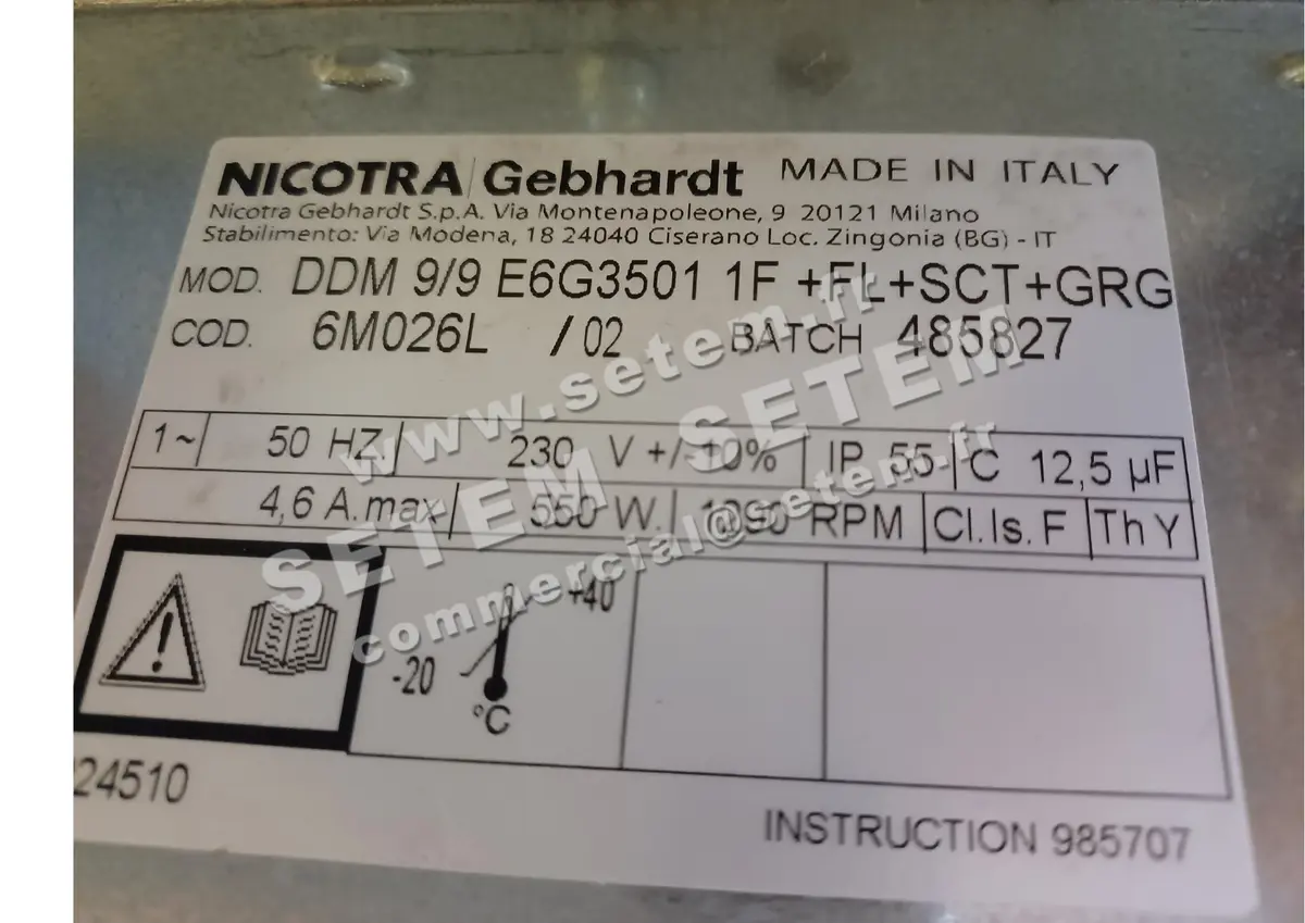 4624001365-VENTILATEUR NICOTRA GEBHARDT DDM9/9 550W 4P M230V 1V E6G3501 +BR+BB+GRA *6M026L* 6