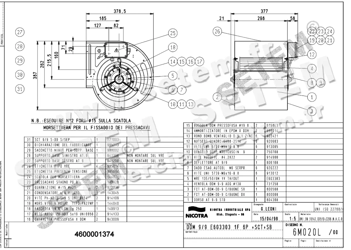 4624001374-VENTILATEUR DDM9/9 200W 6P M230V 1V E6G3303 +PI+BB *6M020L* 