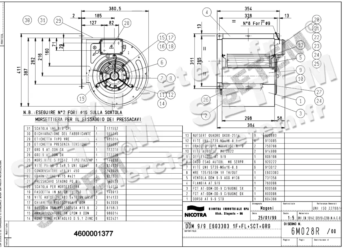 4624001377-VENTILATEUR DDM9/9 200W 6P M230V 1V E6G3303 +BR+BB+GRA *6M028R*