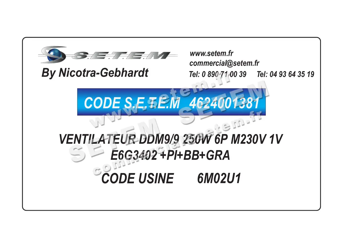 4624001381-VENTILATEUR NICOTRA GEBHARDT DDM9/9 250W 6P M230V 1V E6G3402 +PI+BB+GRA *6M02U1* 2