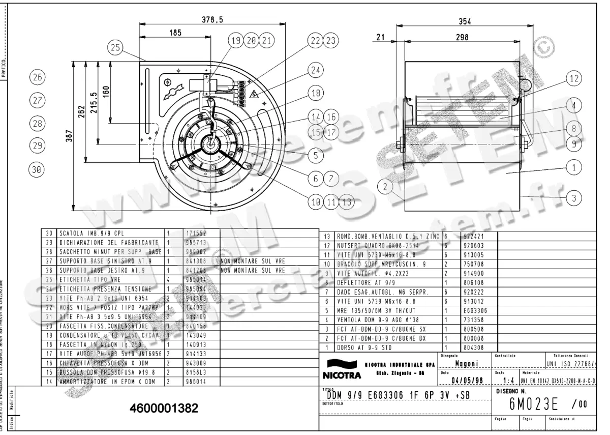 4624001382-VENTILATEUR NICOTRA GEBHARDT DDM9/9 200W 6P M230V 3V E6G3306 +PI *6M023E*
