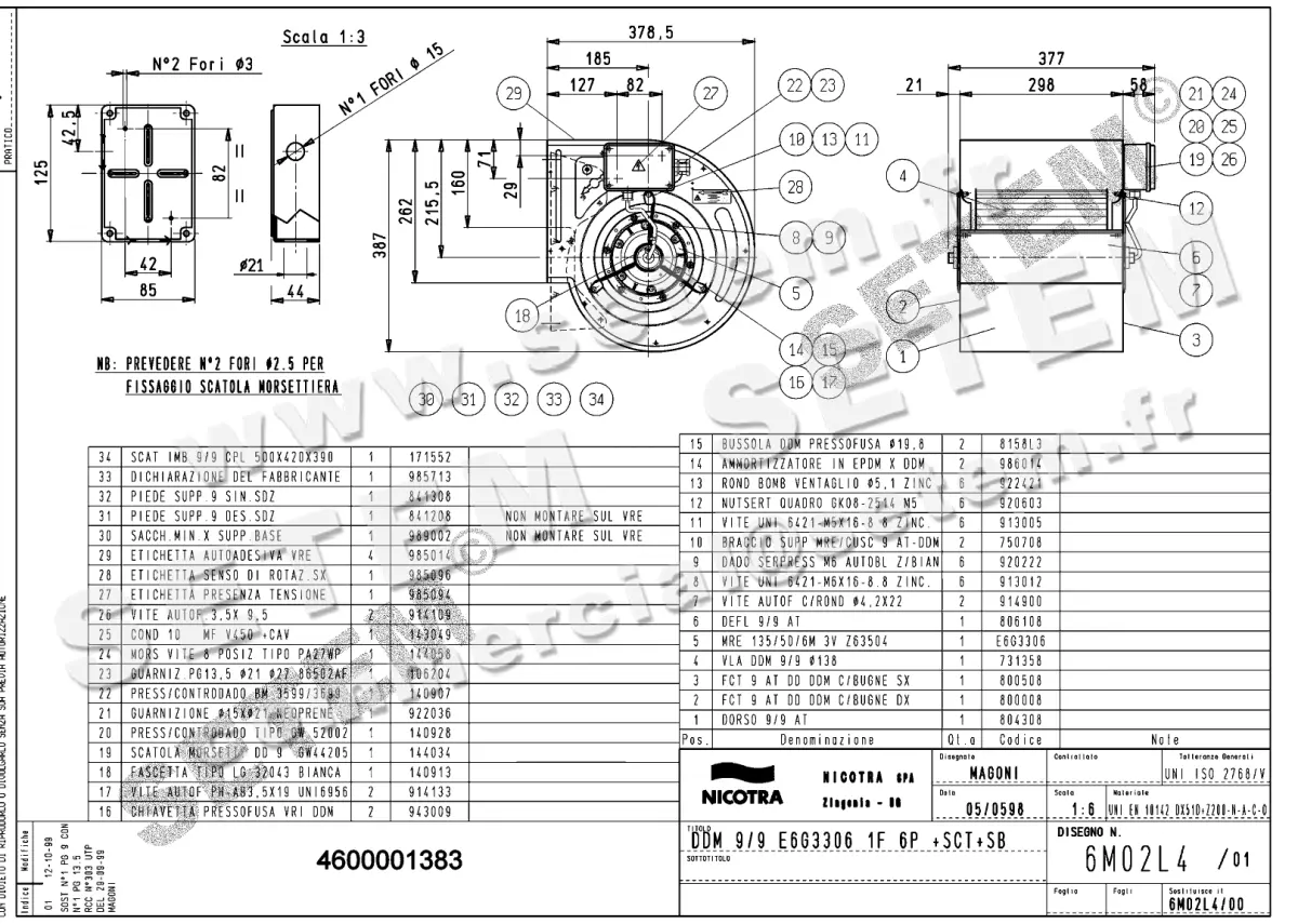 4624001383-VENTILATEUR NICOTRA GEBHARDT DDM9/9 200W 6P M230V 3V E6G3306 +PI+BB *6M02L4*