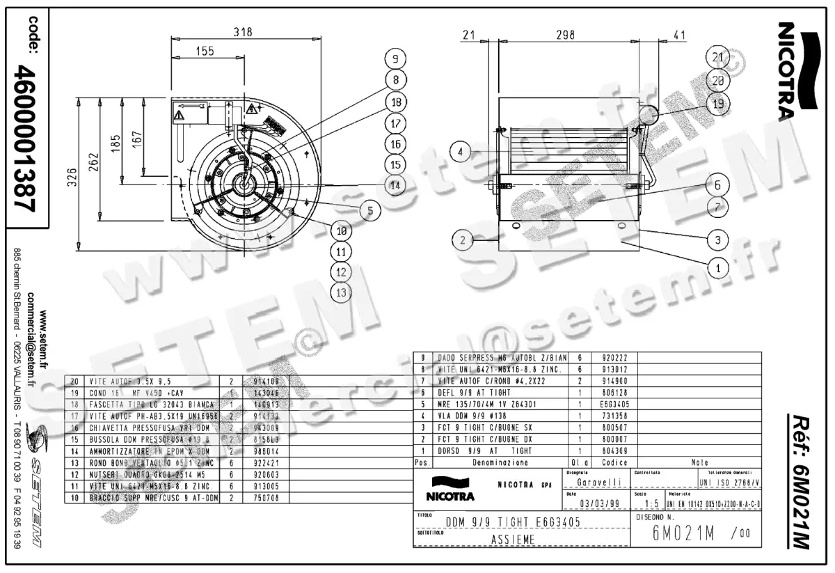 4624001387-VENTILATEUR NICOTRA GEBHARDT DDM9/9TIG 420W 4P M230V 1V E6G3405 *6M021M* 2