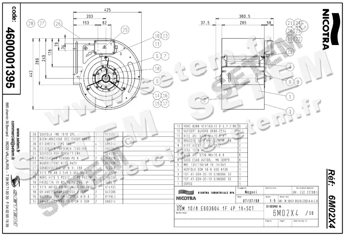 4624001395-VENTILATEUR NICOTRA GEBHARDT DDM10/8 550W 4P M230V 1V E6G3604 +BB *6M02X4* 2