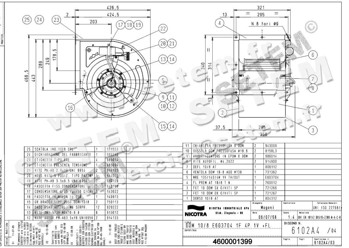 4624001399-VENTILATEUR NICOTRA GEBHARDT DDM10/8 600W 4P M230V 1V E6G3704 +BR *6102A4*