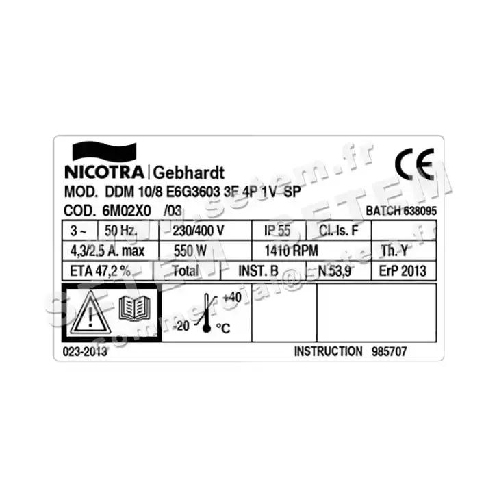 4624001403-VENTILATEUR NICOTRA GEBHARDT DDM10/8 550W 4P M230V 3V E6G2701 +BB *61028C* 3