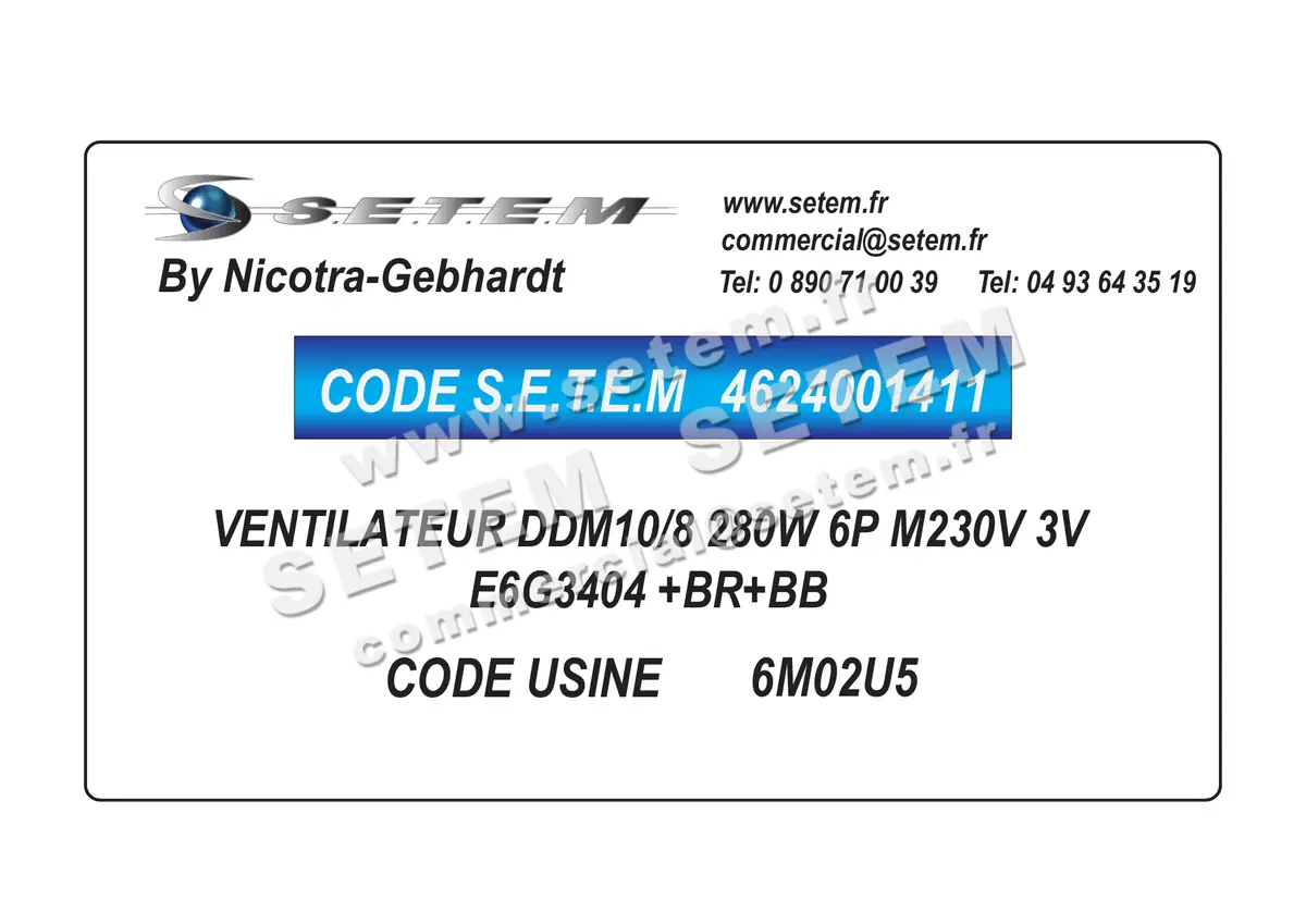4624001411-VENTILATEUR NICOTRA GEBHARDT DDM10/8 280W 6P M230V 3V E6G3404 +BR+BB *6M02U5* 2