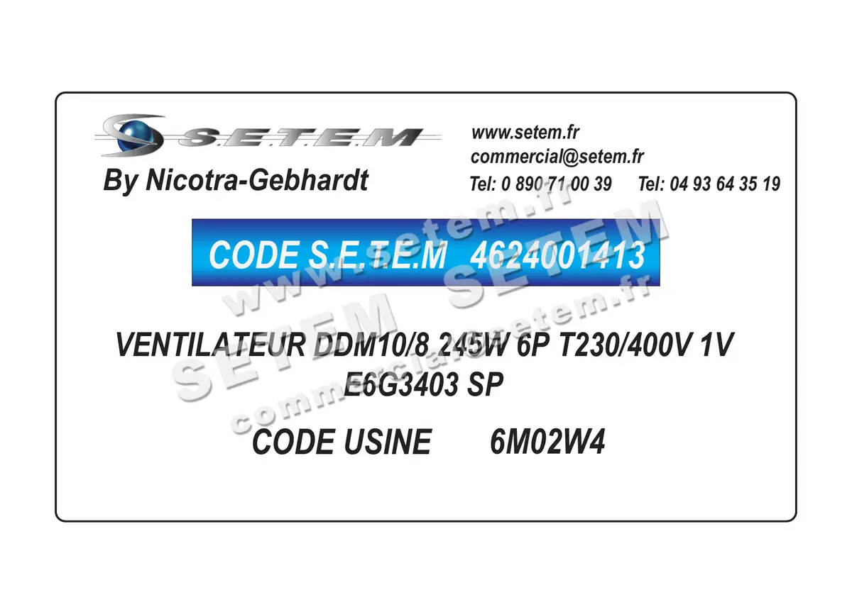 4624001413-VENTILATEUR NICOTRA GEBHARDT DDM10/8 245W 6P T230/400V 1V E6G3403 SP *6M02W4* 5