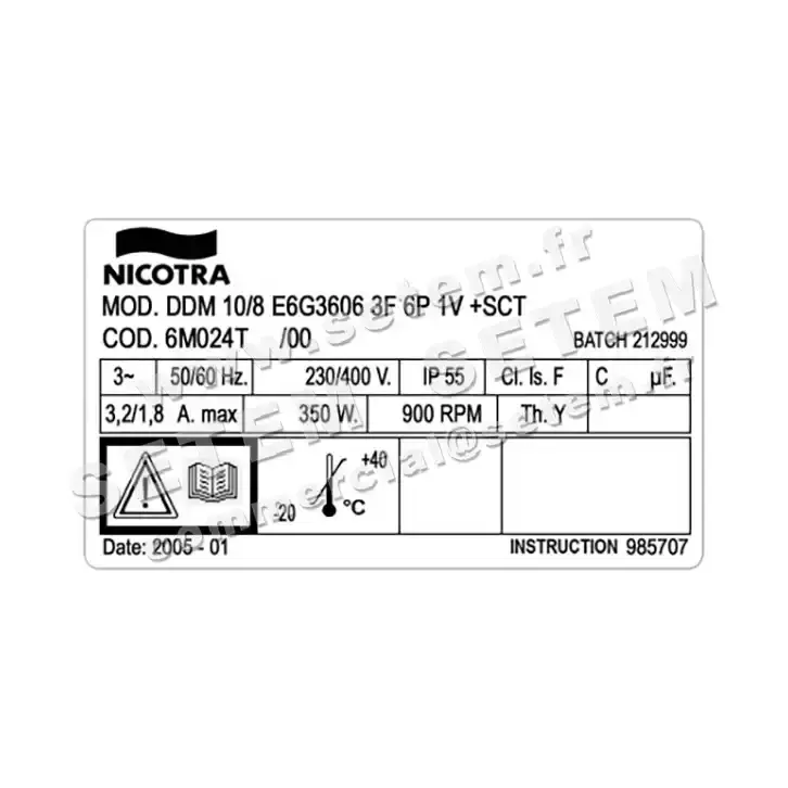 4624001414-VENTILATEUR NICOTRA GEBHARDT DDM10/8 350W 6P T230/400V 1V E6G3606 +BB *6M024T* 4