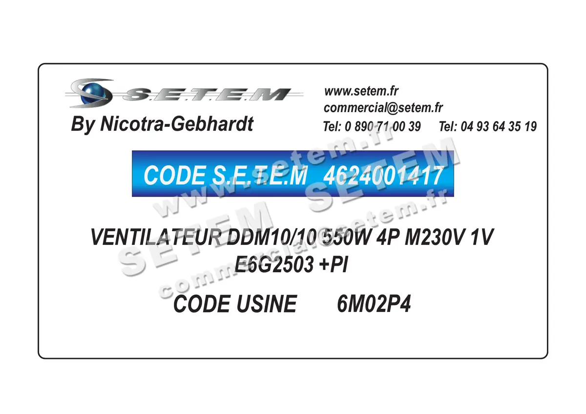4624001417-VENTILATEUR NICOTRA GEBHARDT DDM10/10 550W 4P M230V 1V E6G2503 +PI *6M02P4* 4