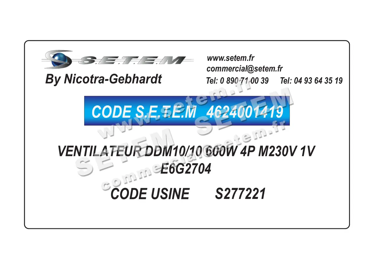 4624001419-VENTILATEUR NICOTRA GEBHARDT DDM10/10 600W 4P M230V 1V E6G2704 *S277221* 2