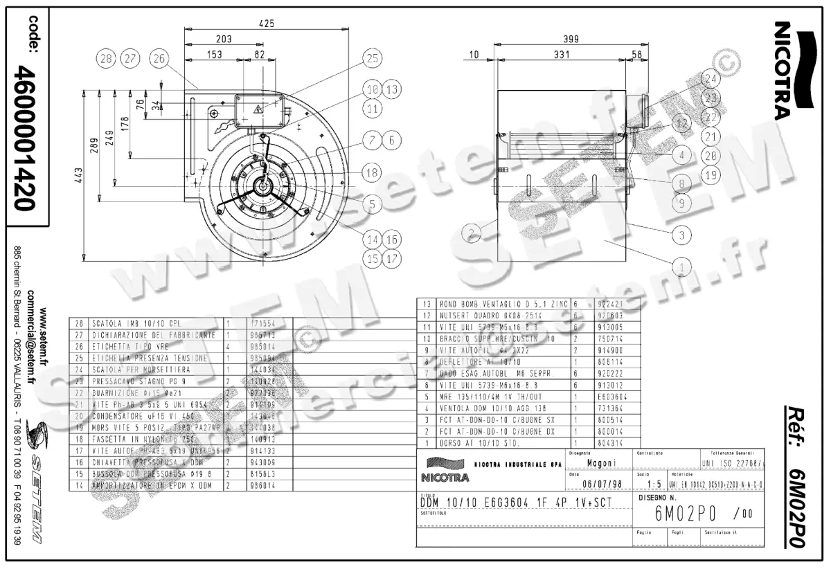 4624001420-VENTILATEUR NICOTRA GEBHARDT DDM10/10 550W 4P M230V 1V E6G3604 +BB *6M02P0* 2