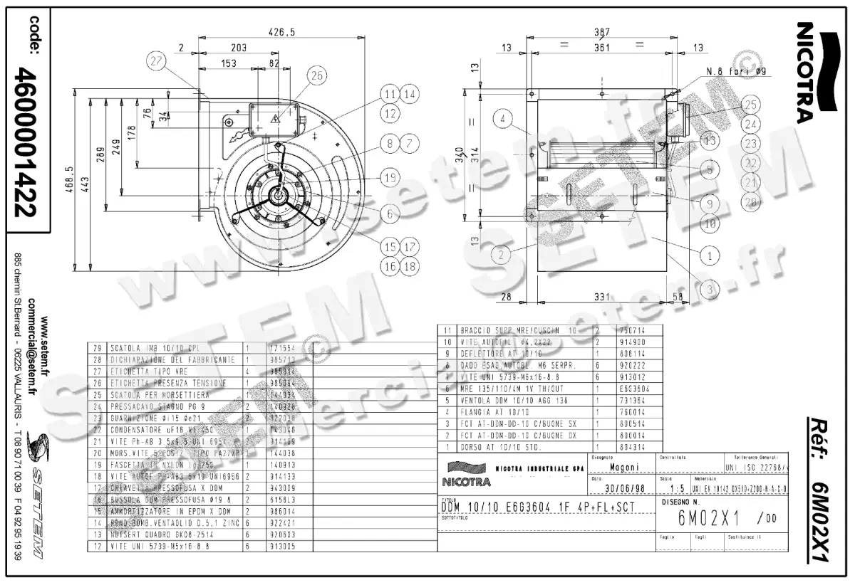 4624001422-VENTILATEUR NICOTRA GEBHARDT DDM10/10 550W 4P M230V 1V E6G3604 +BR+BB *6M02X1* 2
