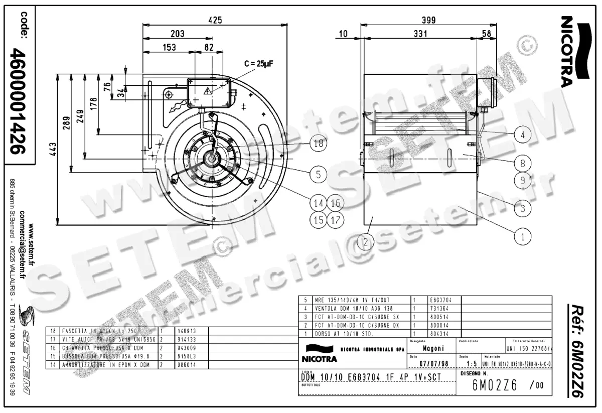 4624001426-VENTILATEUR NICOTRA GEBHARDT DDM10/10 600W 4P M230V 1V E6G3704 +BB *6M02Z6* 2