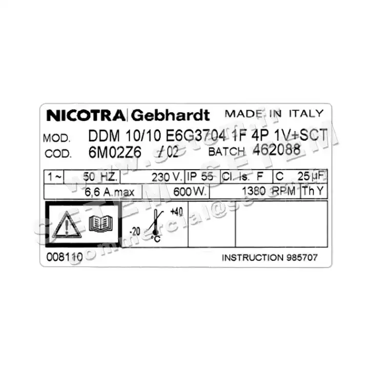 4624001426-VENTILATEUR NICOTRA GEBHARDT DDM10/10 600W 4P M230V 1V E6G3704 +BB *6M02Z6* 3