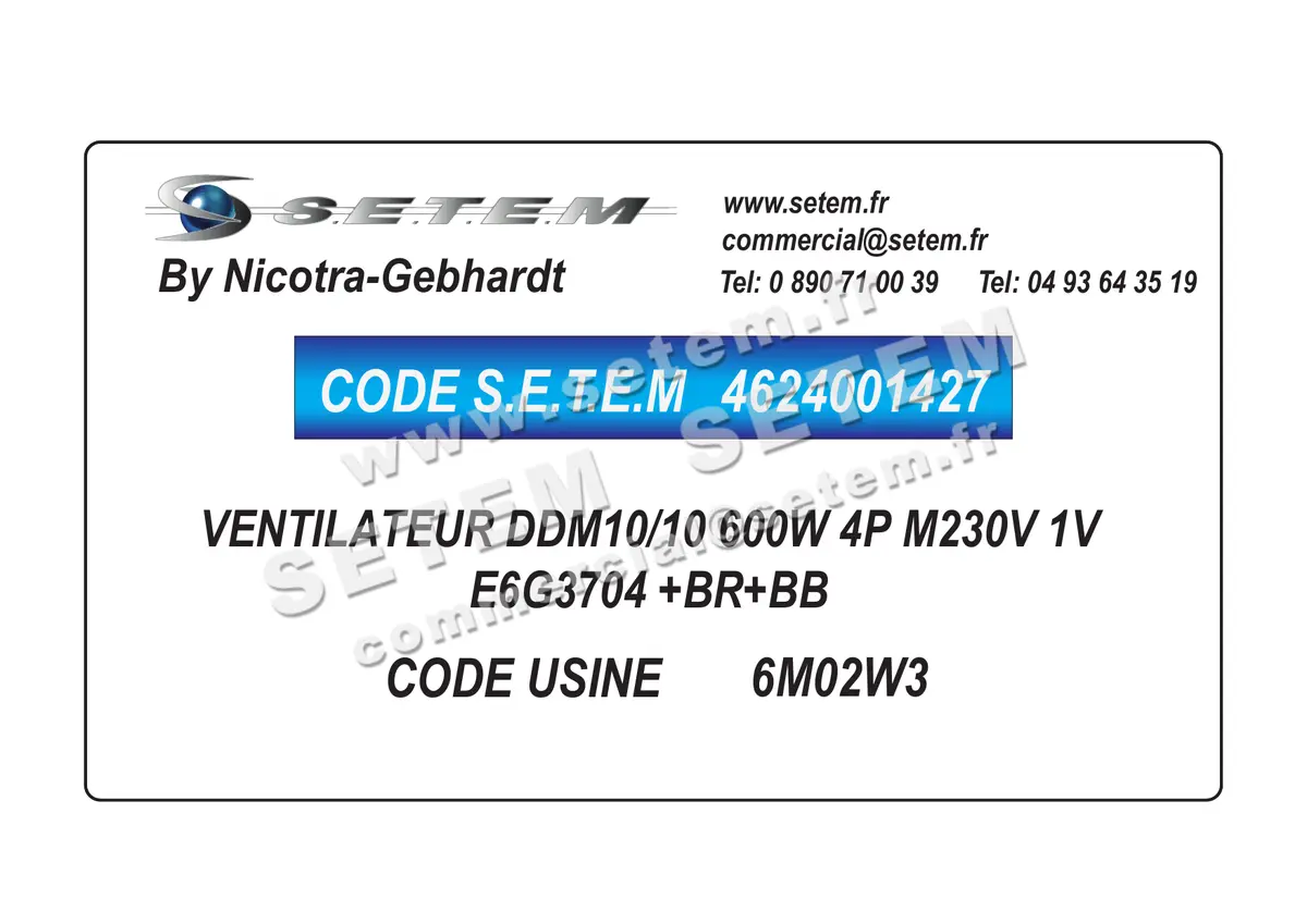 4624001427-VENTILATEUR NICOTRA GEBHARDT DDM10/10 600W 4P M230V 1V E6G3704 +BR+BB *6M02W3* 5