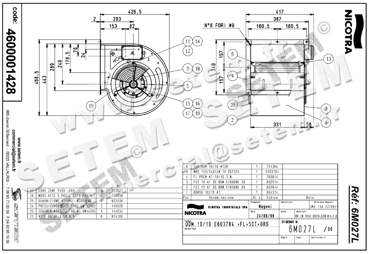 4624001428-VENTILATEUR NICOTRA GEBHARDT DDM10/10 600W 4P M230V 1V E6G3704 +BR+BB+GRA *6M027L* 2